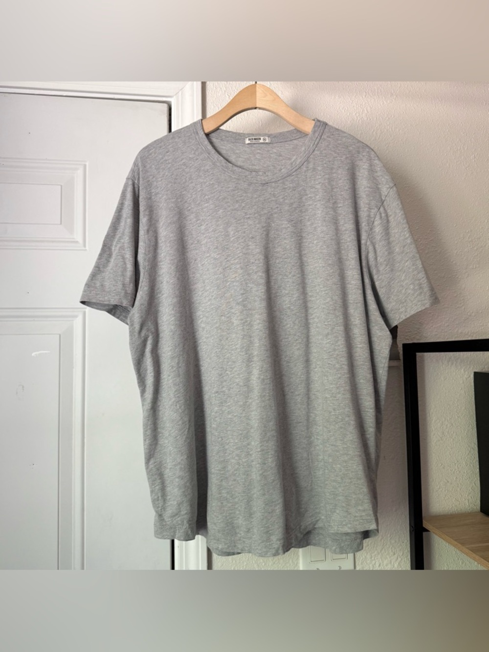 BUCK MASON heather grey cotton crew neck short sleeve tee t-shirt